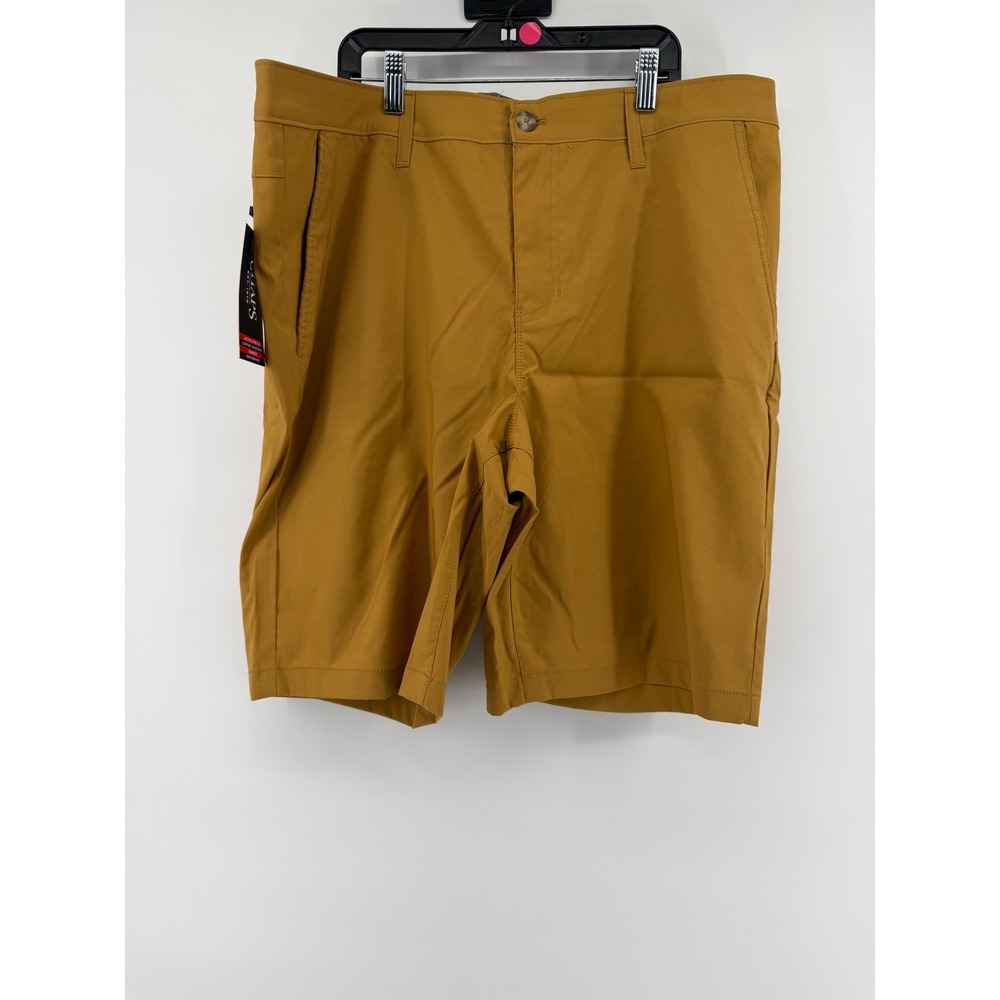 Chaps Mens Performance Shorts Burlwood Brown Stretch Size 38 NEW